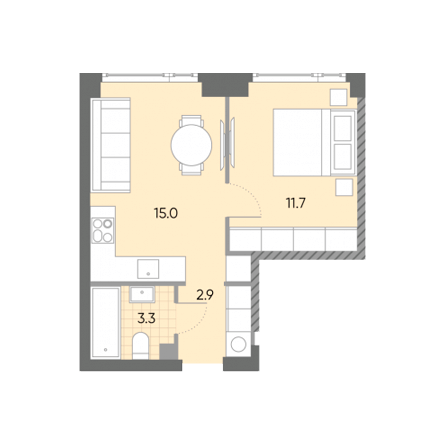 1 комнатная квартира