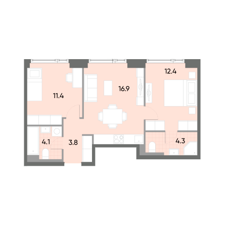 2 комнатная квартира