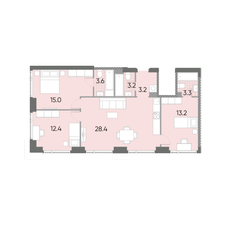 3 комнатная квартира